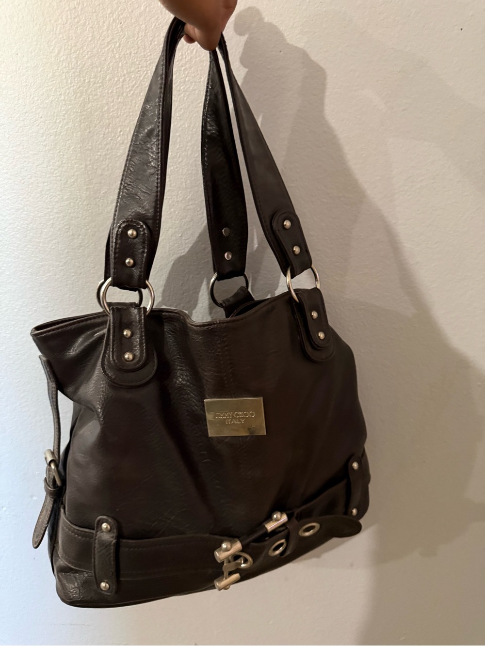 Jimmy Choo Chocolate Brown Leather Shoulder Bag